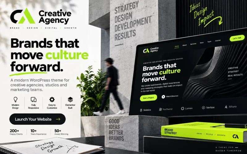 CTRSpace creative agency WordPress theme template for branding studios, digital agencies, designers and marketing teams