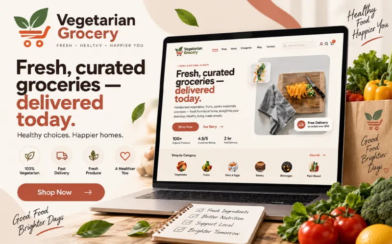 CTRSpace vegetarian grocery WordPress theme template for fresh food stores, organic shops and grocery delivery websites